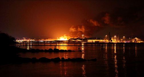 fire at tank areal in denmark